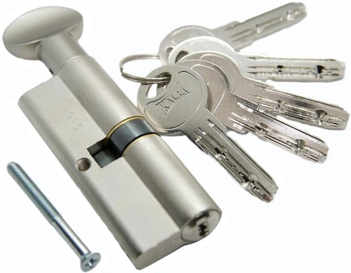 Цилиндр Kale 164SMС 95 мм 5 ключей с вертушкой на длинной стороне Никель