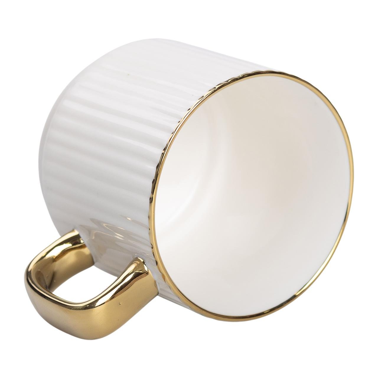 Чашка керамическая Light House с золотым ободком и золотой ручкой 300 мл (LG-20158) - фото 3