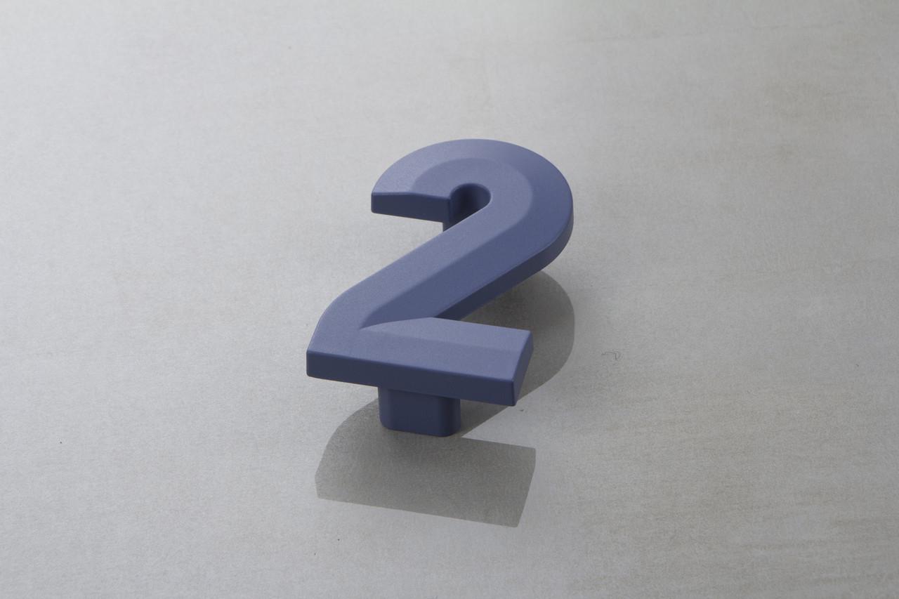 Мебельная ручка Poliplast цифра двойка РП-2 Синий матовый (16222)