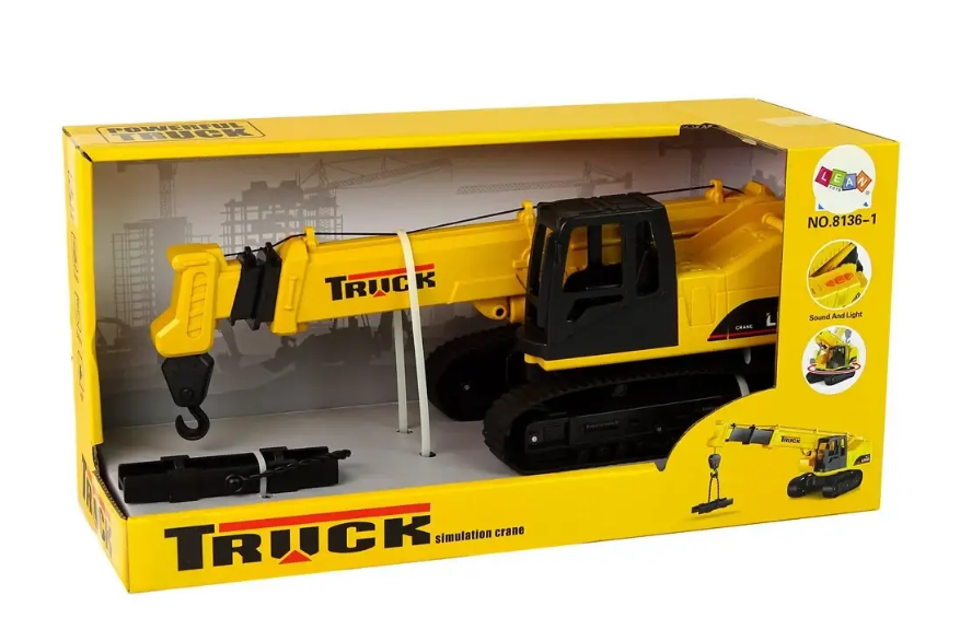 Спецтехника 8136-1 Строительный кран инерционный механизм/звук/подсветка/резиновые колеса