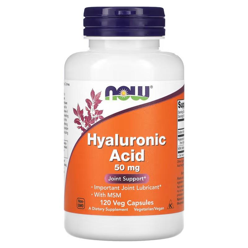 Гиалуроновая кислота NOW HYALURONIC ACID 50MG+MSM 120 vcaps (НФ-00000322)