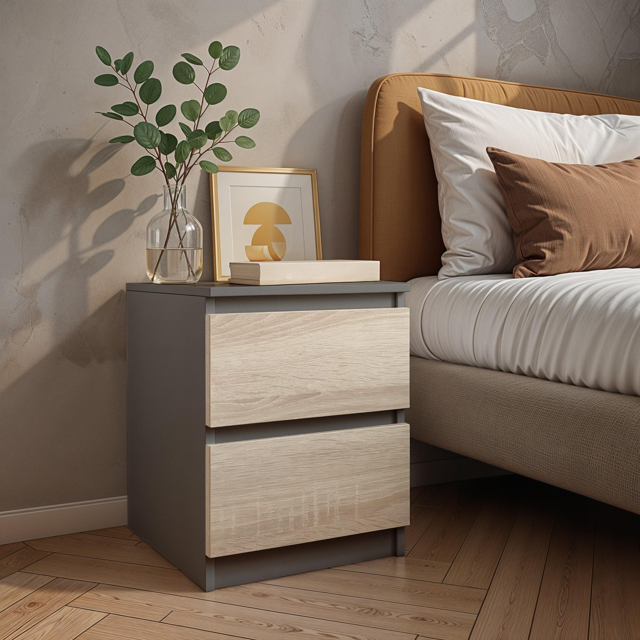 Тумба прикроватная FT-225 400х530х400 мм Антрацит/Дуб Сонома - фото 1