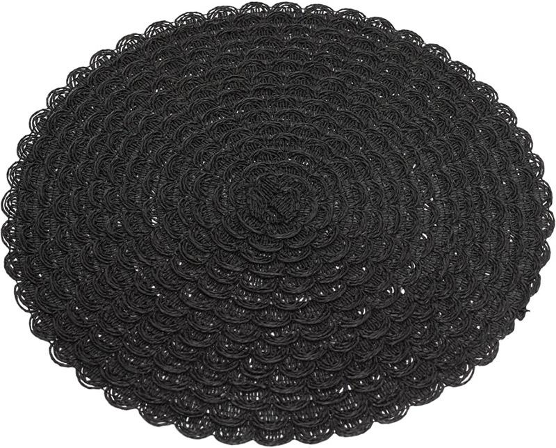 Набір сервірувальних килимків Margrese В'язана серветка 38 см 6 шт. Чорний (BD-444-137)