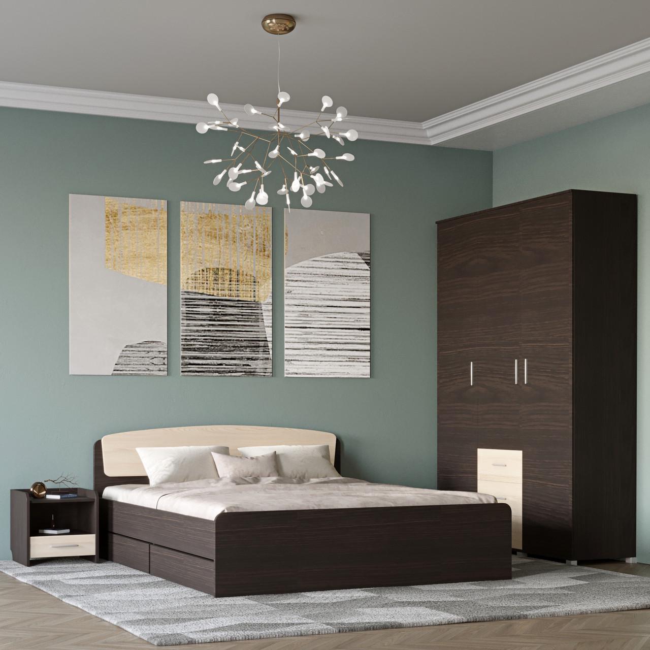 Спальня Еверест Бриз комплект 3-модульна 3 елементи Венге/Дуб молочний (DTM-2550) - фото 2