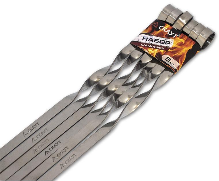 Набор шампуров Kamille скаут из нержавеющей стали 6 шт. 60 см - фото 2 Набор шампуров Kamille скаут из нержавеющей стали 6 шт. 60 см - фото 2