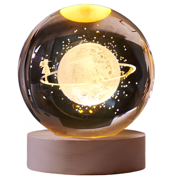 Нічник дитячий 3D Сатурн у вигляді кришталевої кулі  (5302)