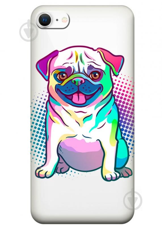 Прозрачный силиконовый чехол iSwag для Apple iPhone SE (2020) с рисунком - Мопс (M1857)
