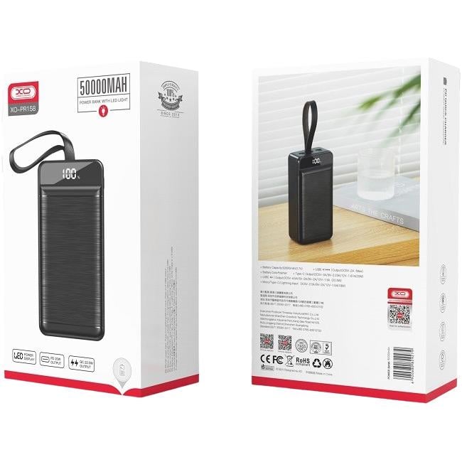 Зовнішній акумулятор XO PR158 50000 mAh 22,5W Black - фото 5