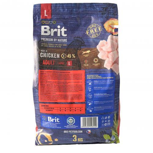 Корм сухой Brit Premium Dog L для взрослых собак больших пород с курицей 3 кг - фото 1
