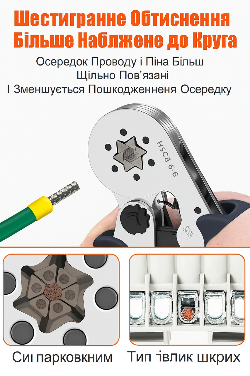 Кримпер 6 кулачков HSC8-6 0,25-6 мм2 и набор клемм 1900 шт. (28112660) - фото 3