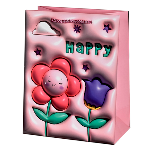 Подарочный пакет с ручками Stenson R96974-L Happy 3D 31х41х12 см Pink (34063844)