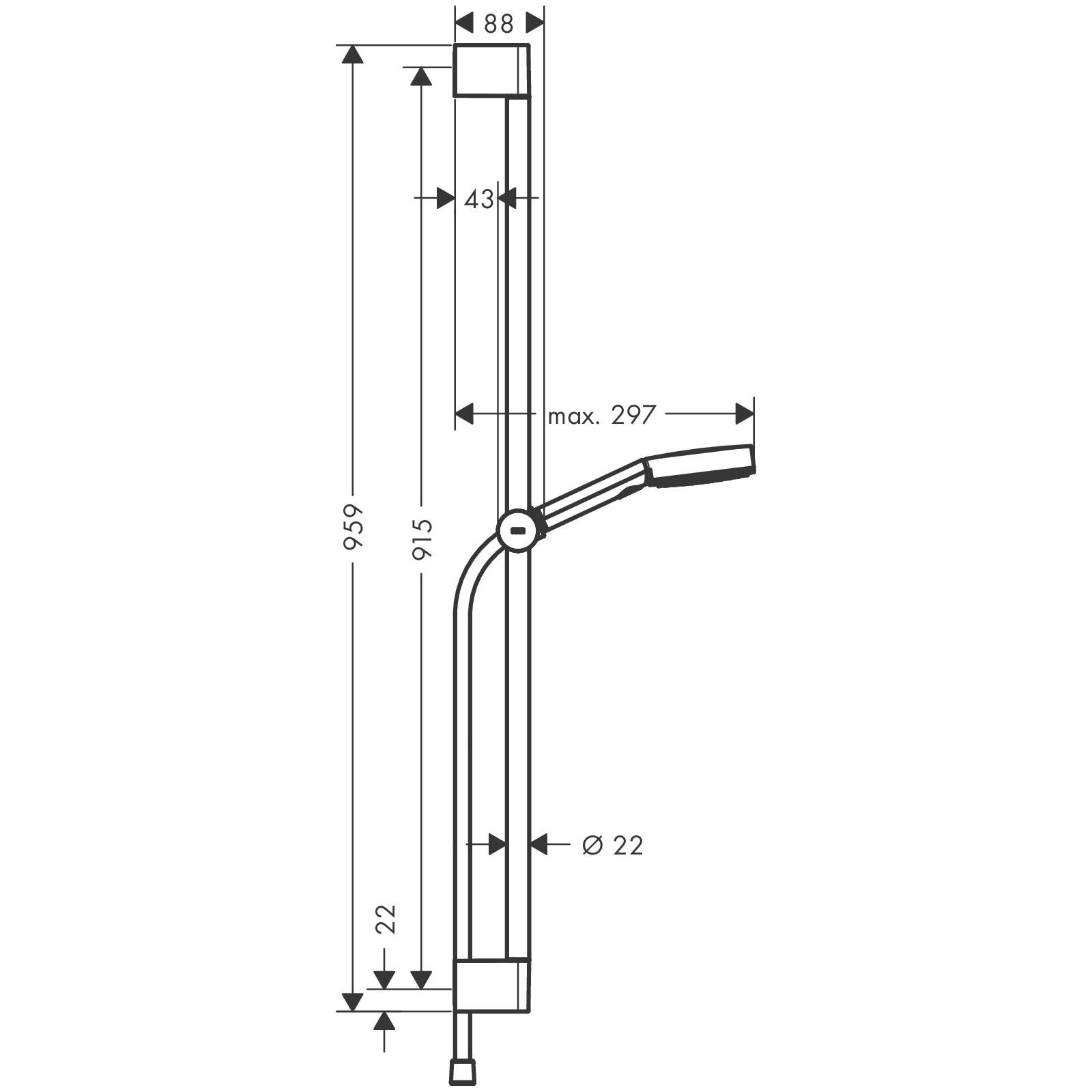 Душовий комплект Hansgrohe PULSIFY SELECT 24170670 із штангою Чорний (115330) - фото 2