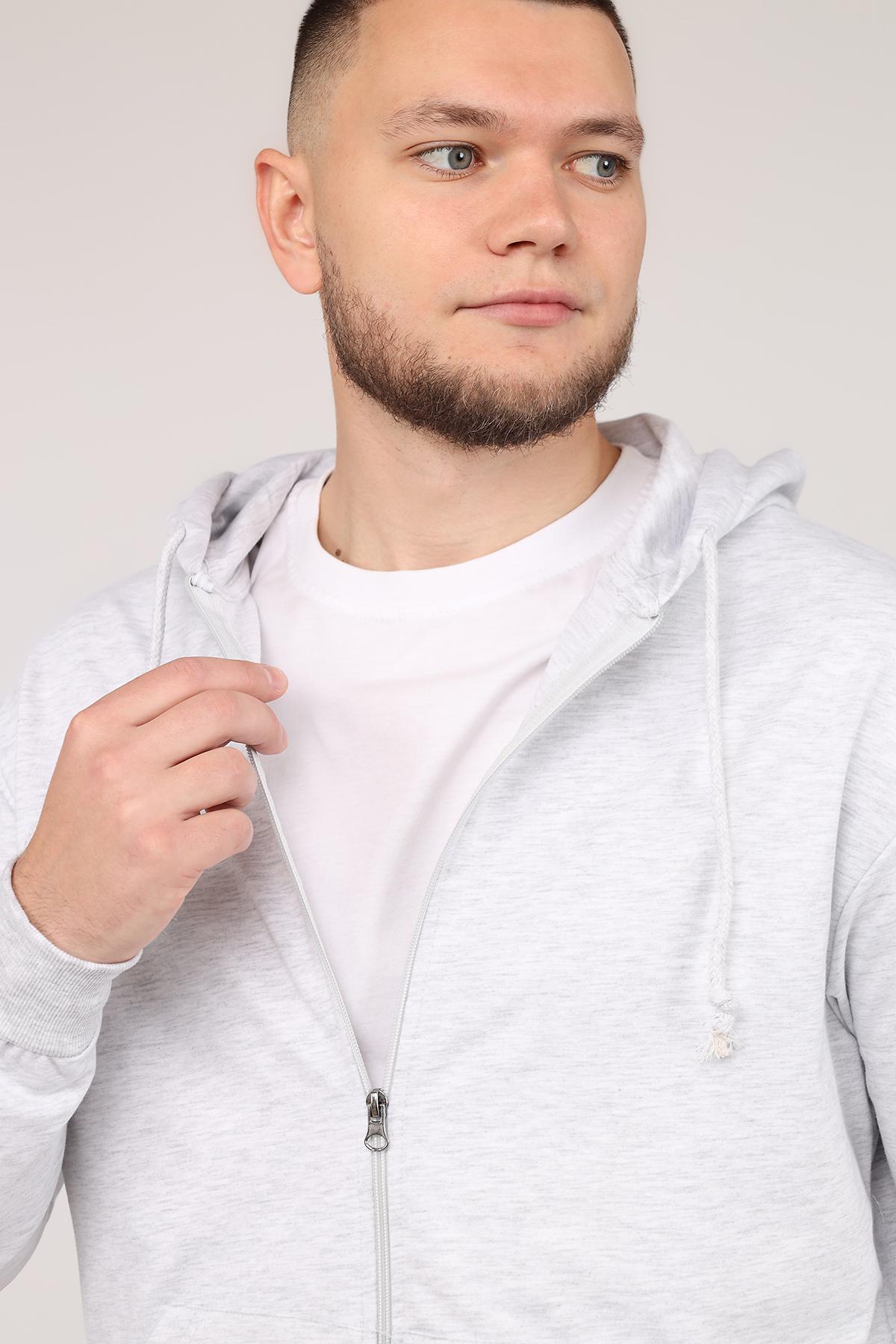 Толстовка на молнии мужская ЦБ-00266208 р. 52 Светло-серый (SKT001035287) - фото 4 Толстовка на молнии мужская ЦБ-00266208 р. 52 Светло-серый (SKT001035287) - фото 4