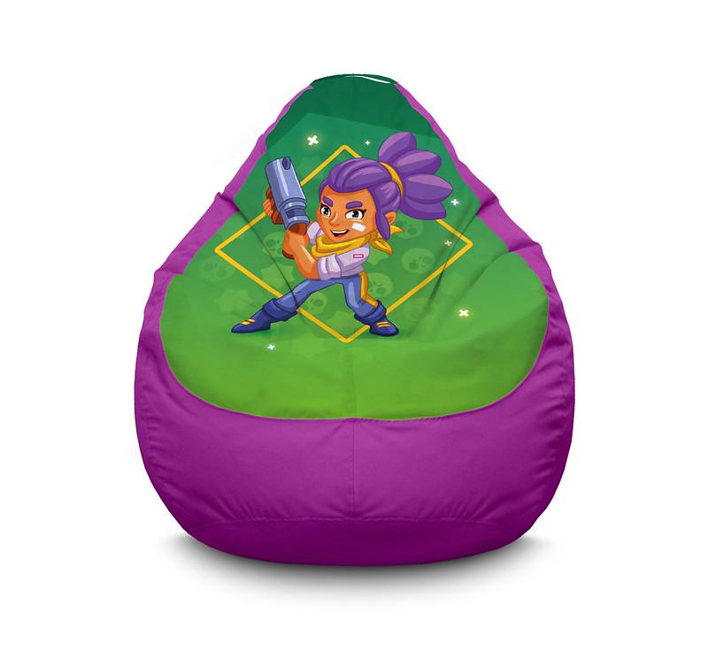 Кресло мешок iPuff Brawl Stars Shelly Оксфорд XXL 90х125 см Сиреневый Кресло мешок iPuff Brawl Stars Shelly Оксфорд XXL 90х125 см Сиреневый