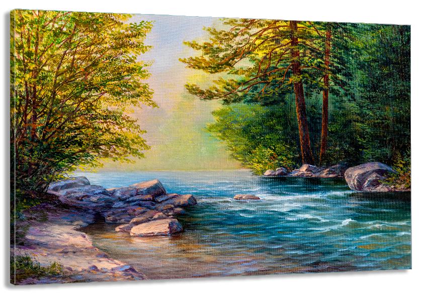 Картина на холсте в гостиную/спальню Лесная природа 40х80 см (MLP_307)