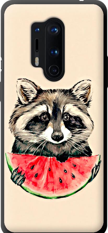 Чехол на OnePlus 8 Pro Енотик с арбузом (4605b-1896-42517)