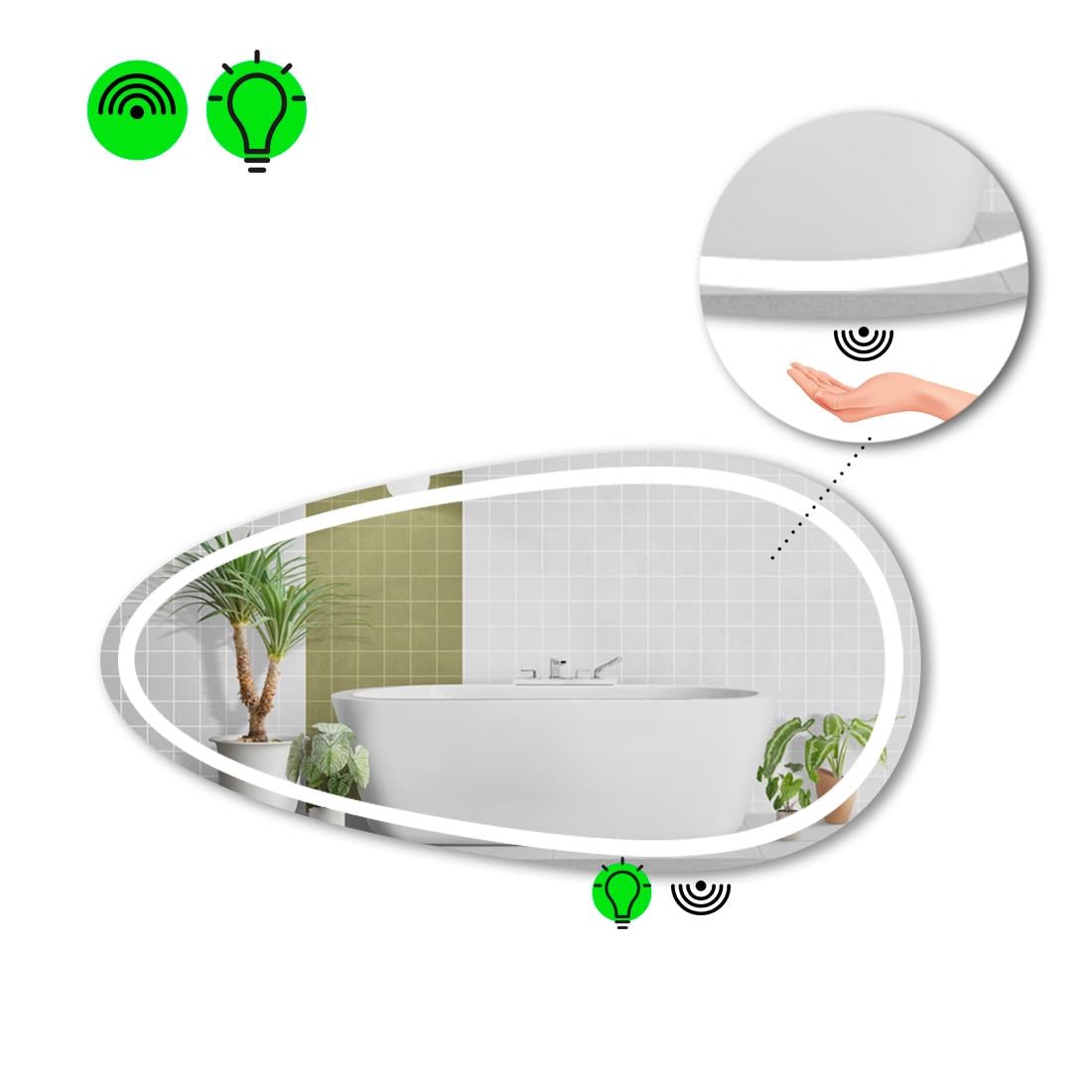 Зеркало с LED подсветкой Occhio 1 с ИК включателем 70x140 см (Occhio1-69)