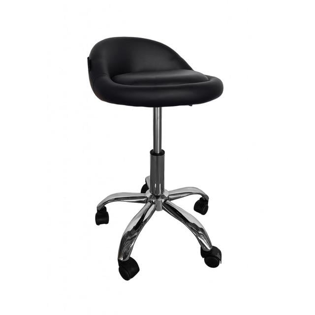 Кресло-табурет на колесах круглое Bonro B-498 со спинкой Черный (2746404703)