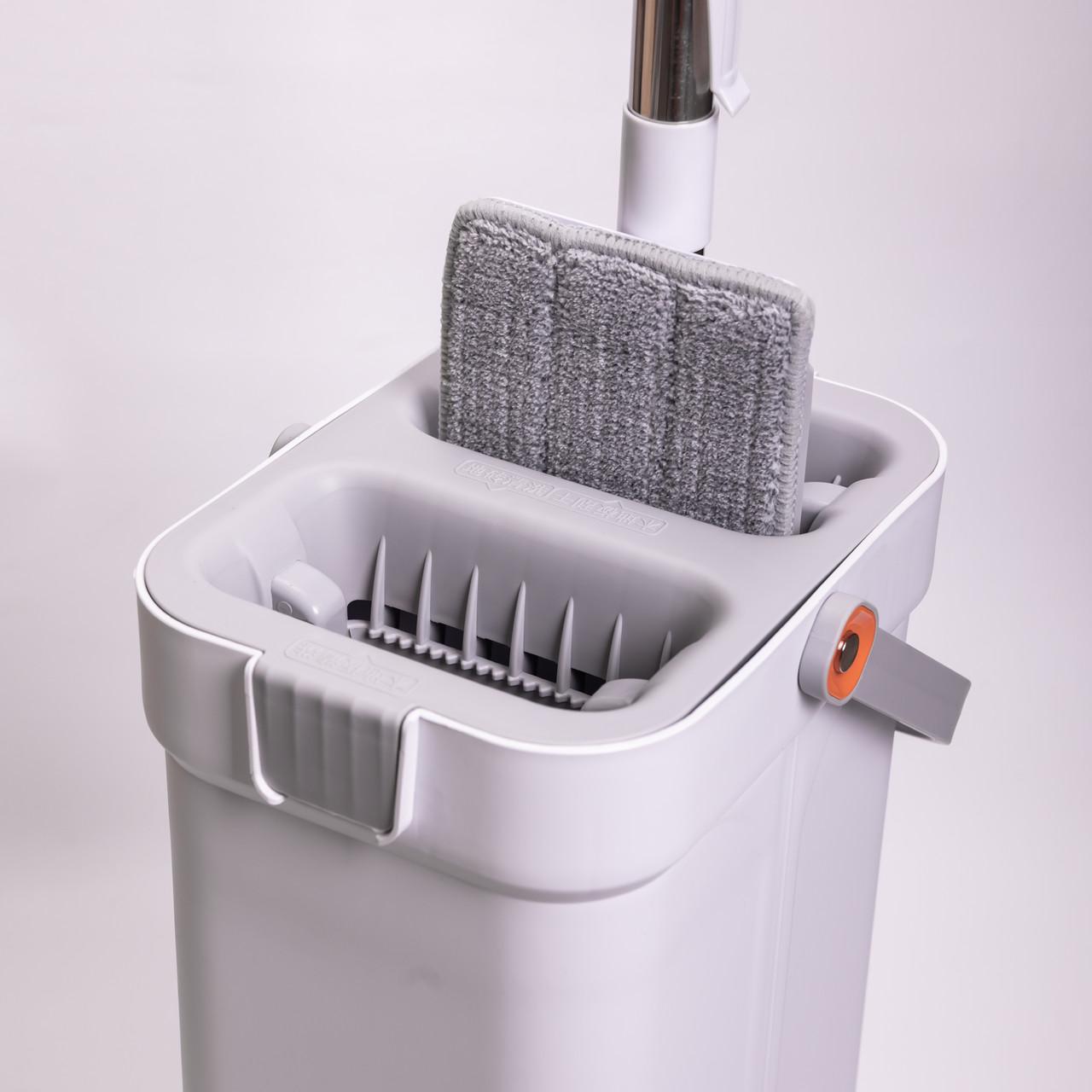 Набор для уборки с плоской шваброй и двухсекционным ведром с отжимом насадка из микрофибры (HP-35015-19) - фото 8 Набор для уборки с плоской шваброй и двухсекционным ведром с отжимом насадка из микрофибры (HP-35015-19) - фото 8