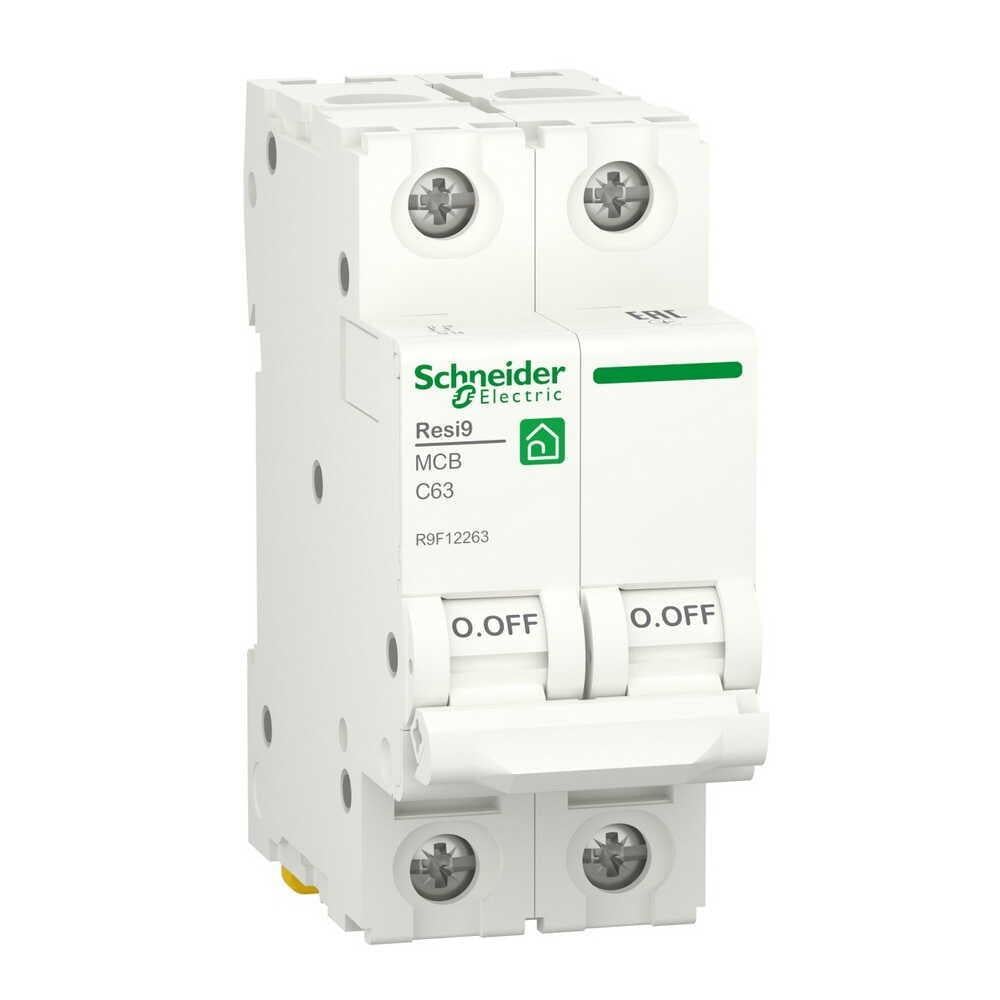 Автоматический выключатель Schneider Electric 6 кА C 2P 63 А Resi9 (R9F12263)