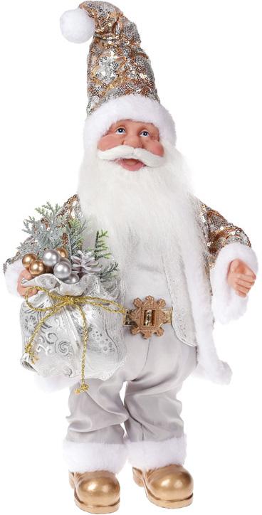 Фигура музыкальная Санта с серебряным мешком 41 см (BD-NY14-472)