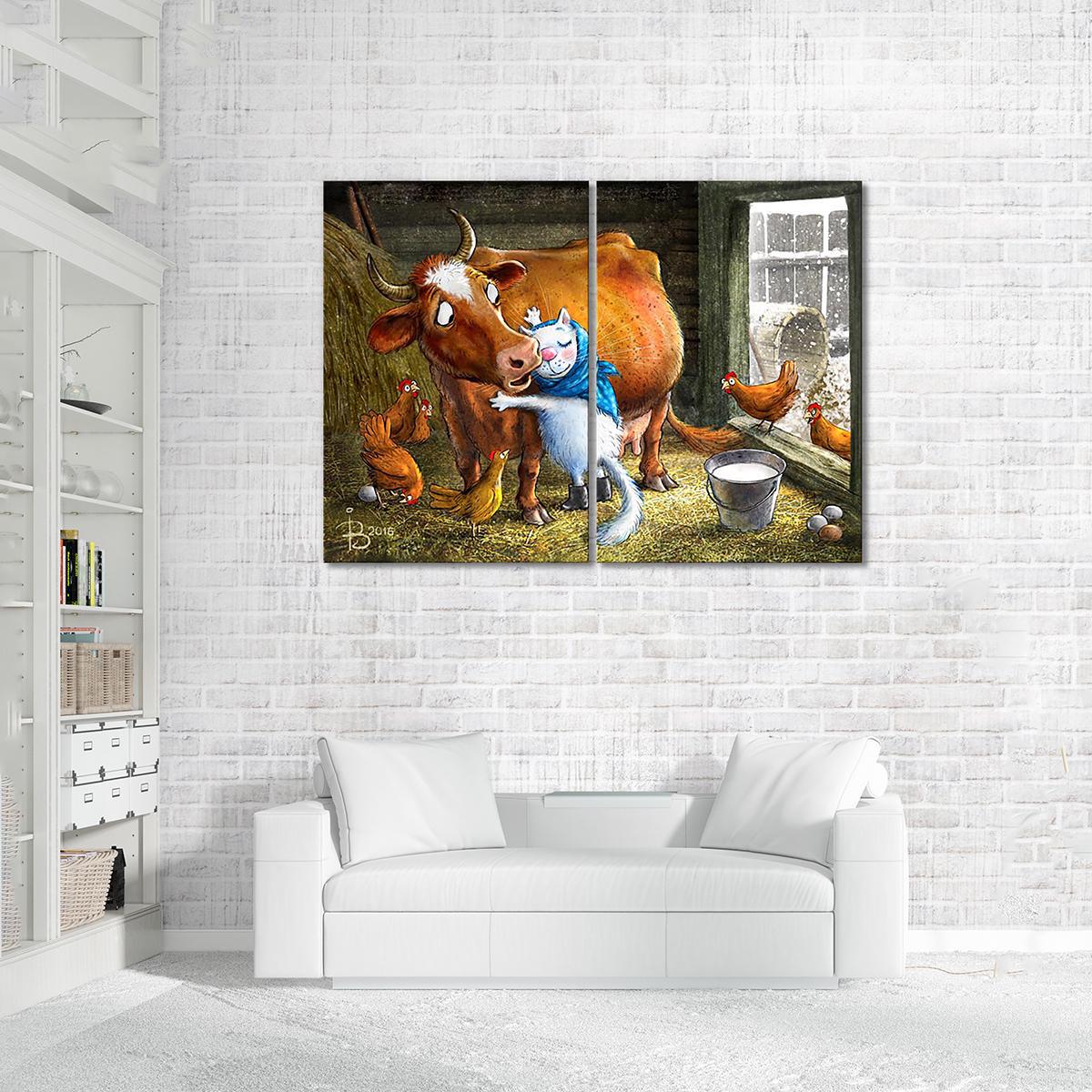 Модульная картина Любимая Буренка 2 модуля 30х45 см