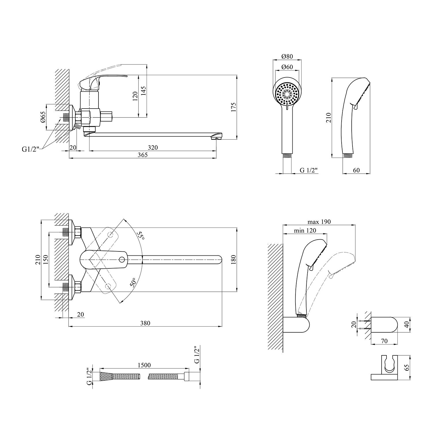 Смеситель-кран для ванной Kroner KRP Konstante C071 (KR23592Y) - фото 2
