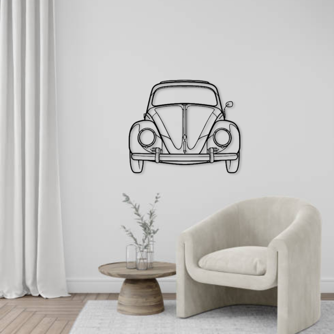 Декор на стену авто Volkswagen Жук 1958 из металла 140 см (auto308)