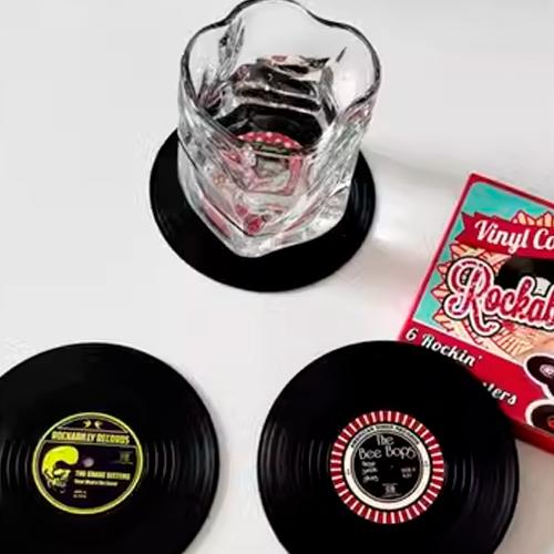 Подставки под кружки/бокалы Rockabilly Coasters в виде грампластинок 6 шт. - фото 2