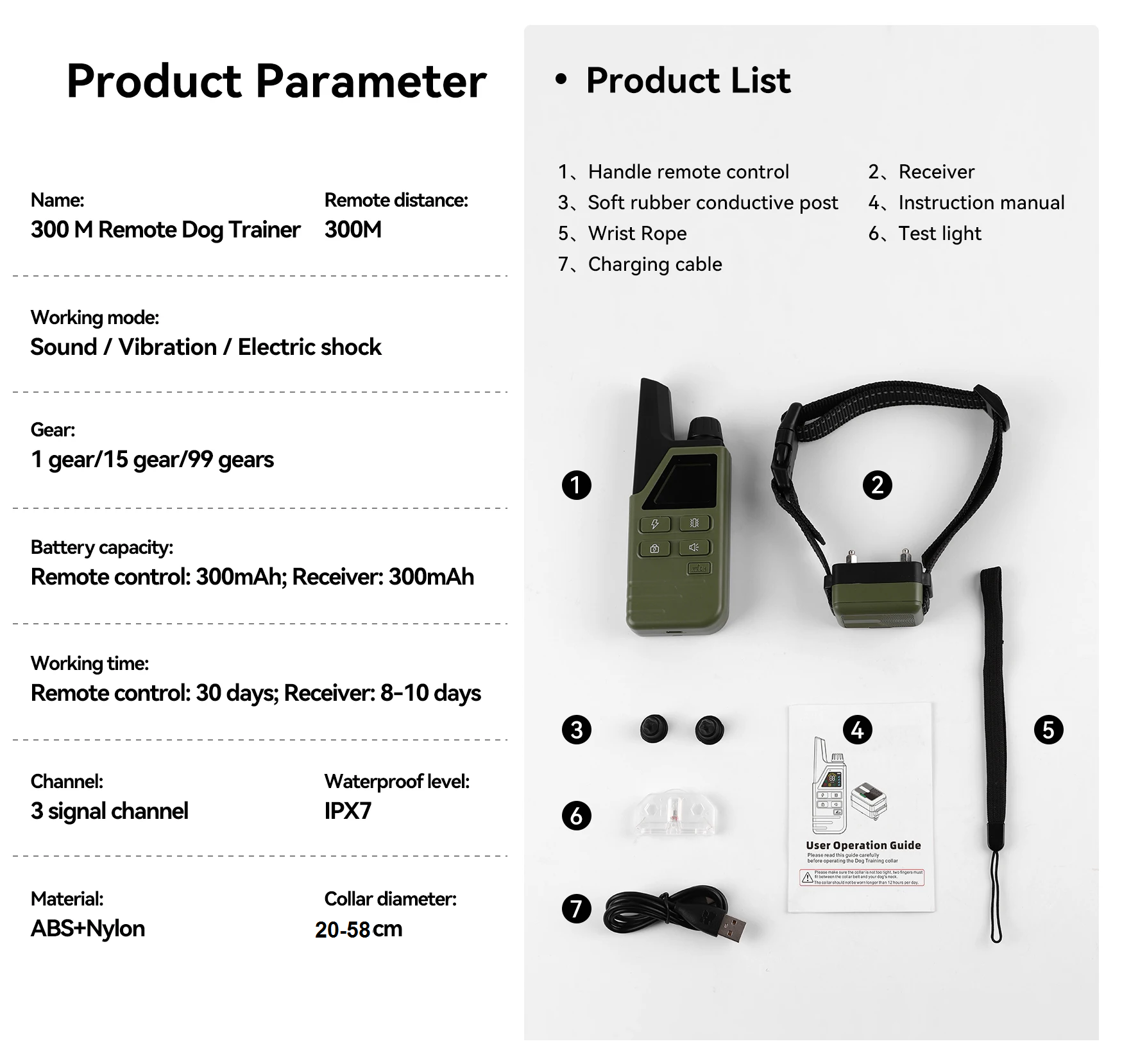 Нашийник електронний для дресирування та корекції поведінки собак ROJECO DOG800 300 м IP67 - фото 10