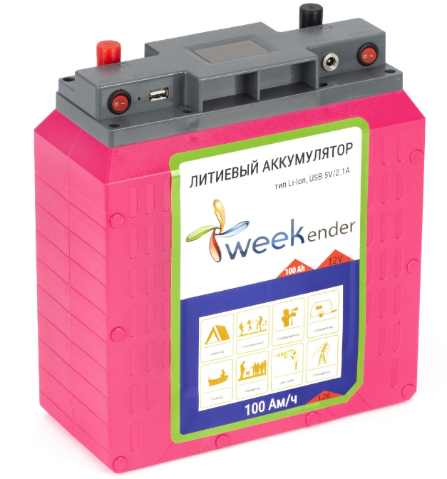 Акумулятор Weekender 100 Ah 12V з зарядним пристроєм та рюкзаком-чохлом