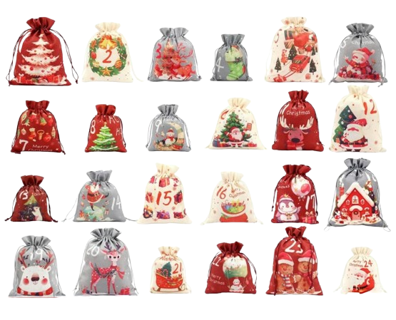 Мешочки для адвент-календаря разных размеров 24 шт. (9/918)