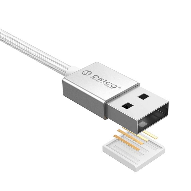 Кабель Micro USB Orico EDC-10 для заряджання та передачі даних 1 м Сріблястий - фото 3