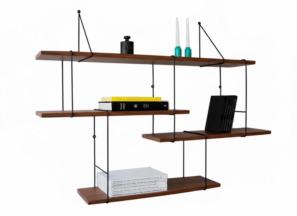 Полиця підвісна Kompred OL026/1 для книг та декору метал/ЛДСП 1000х200х1000 мм Трюфель