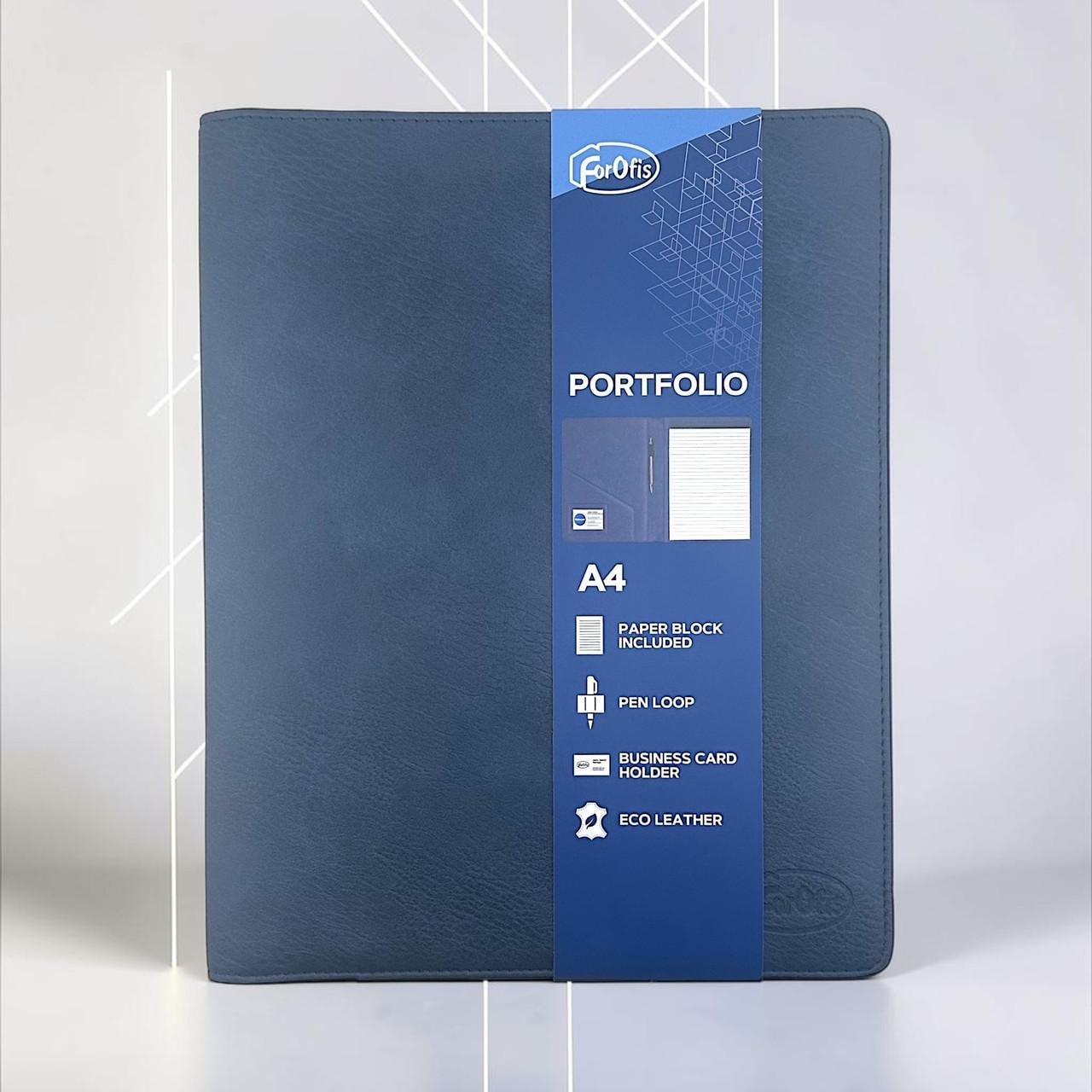Папка ділова із екошкіри ForOfis 91820 А4 з блокнотом Синій (3135179884)