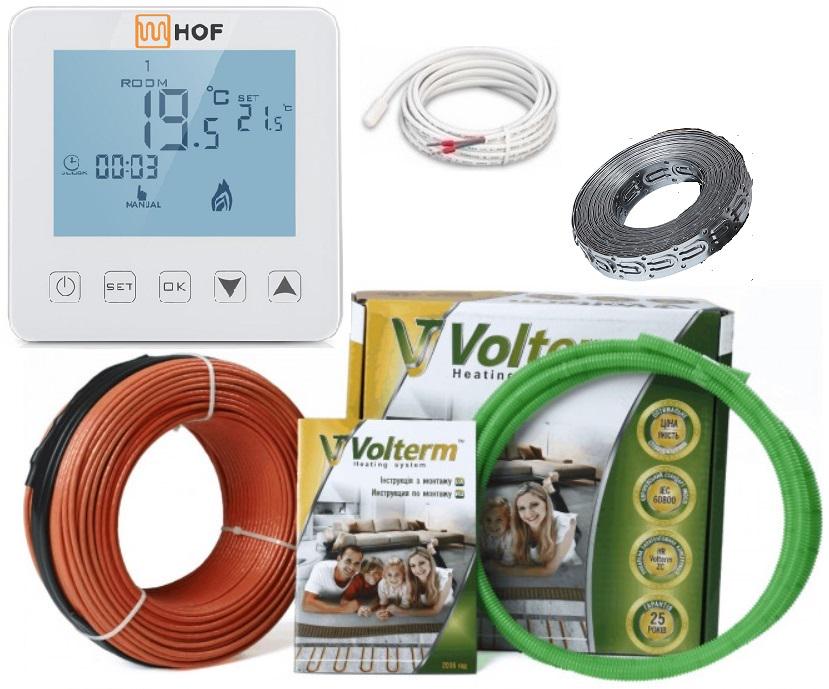 Нагревательный кабель Volterm 18,5 м² - 23 м²/3300 Вт/185 м с программируемым терморегулятором Hof sen