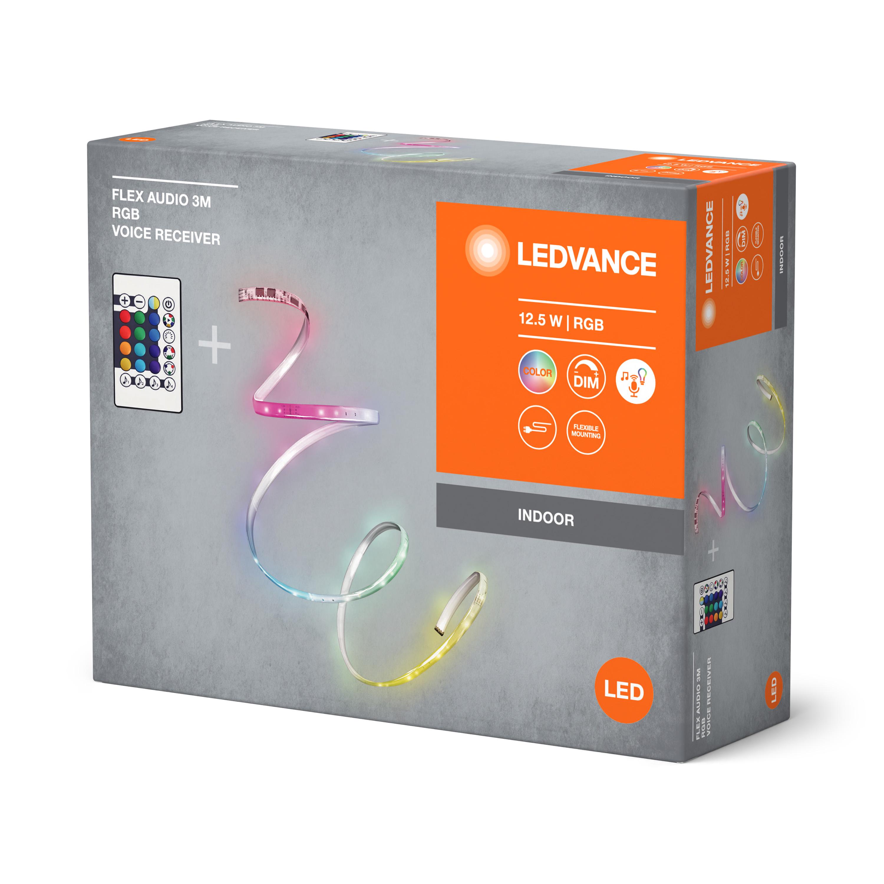 Світлодіодна стрічка Ledvance Audio RGB з пультом та акумулятором 12,5W 220V IP20 DIM 3000х3х10 мм (4099854095382) - фото 3