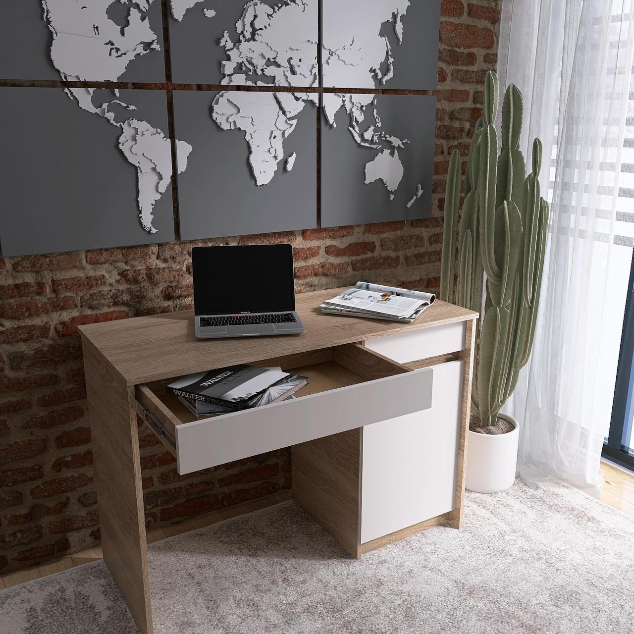 Письменный стол Эверест Сити-1100 1100х500х766 мм Дуб сонома/Белый (EVR-20724.01)