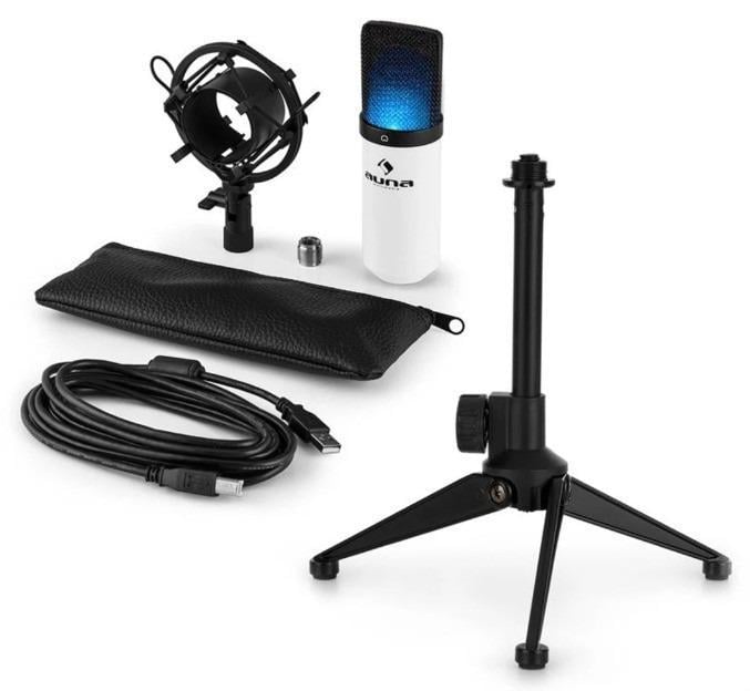 Микрофон конденсаторный Auna MIC-900WH-LED USB (10030364)