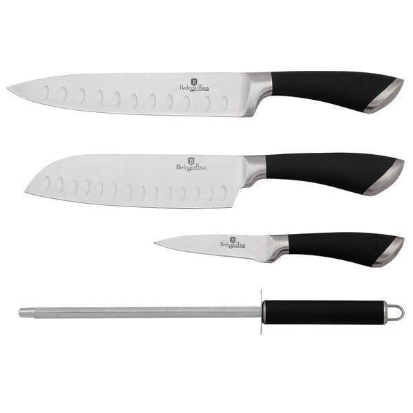 Набір ножів Berlinger Haus Velvet Line ніж кухарський/сантоку/для овочів/мусат нержавіюча сталь 4 предмети Чорний