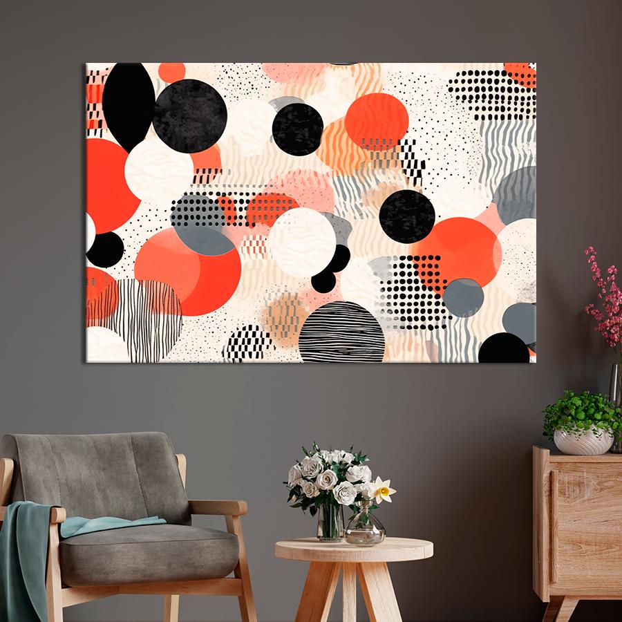 Картина на полотні Різнокольорові абстрактні кола 80x54 см (V179-1_L)