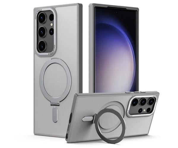 Чехол - накладка Magsafe Magnetic Ring для Samsung Galaxy S23 Ultra с магнитным кольцом Серый