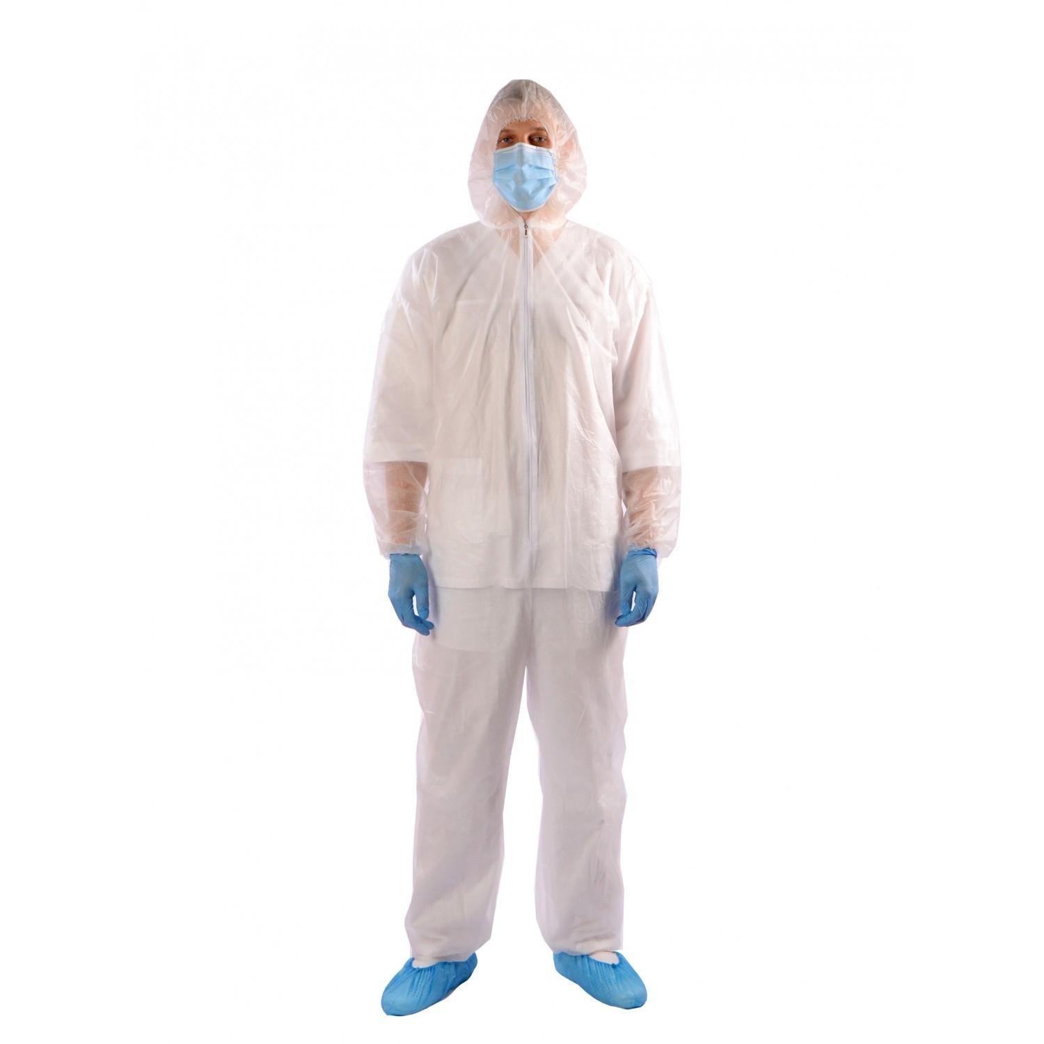 Комбинезон одноразовый/защитный/малярный на молнии полипропиленовый 1 шт. Белый (1021002) - фото 3