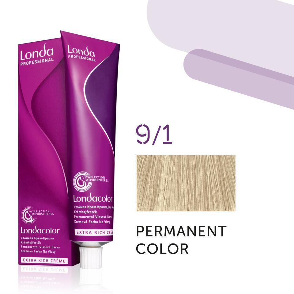 Краска для волос Londa Professional Permanent Color Extra Rich Creme 9/1 Light blonde ash 60 мл - фото 2