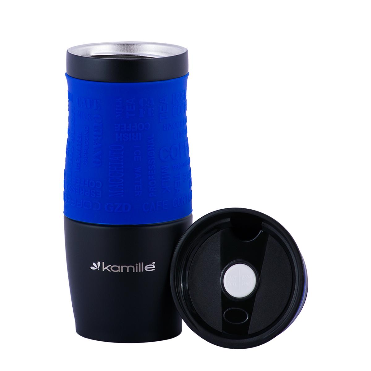 Термокружка Kamille з нержавіючої сталі з TPR-вставкою 380 мл Синій (13046492) - фото 2 Термокружка Kamille з нержавіючої сталі з TPR-вставкою 380 мл Синій (13046492) - фото 2