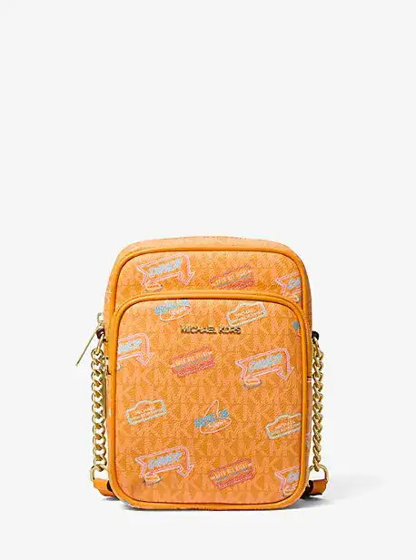 Сумка Michael Kors Jet Set Medium Embellished Logo Chain Crossbody Bag Pop Orange (35T5GTVT2I)