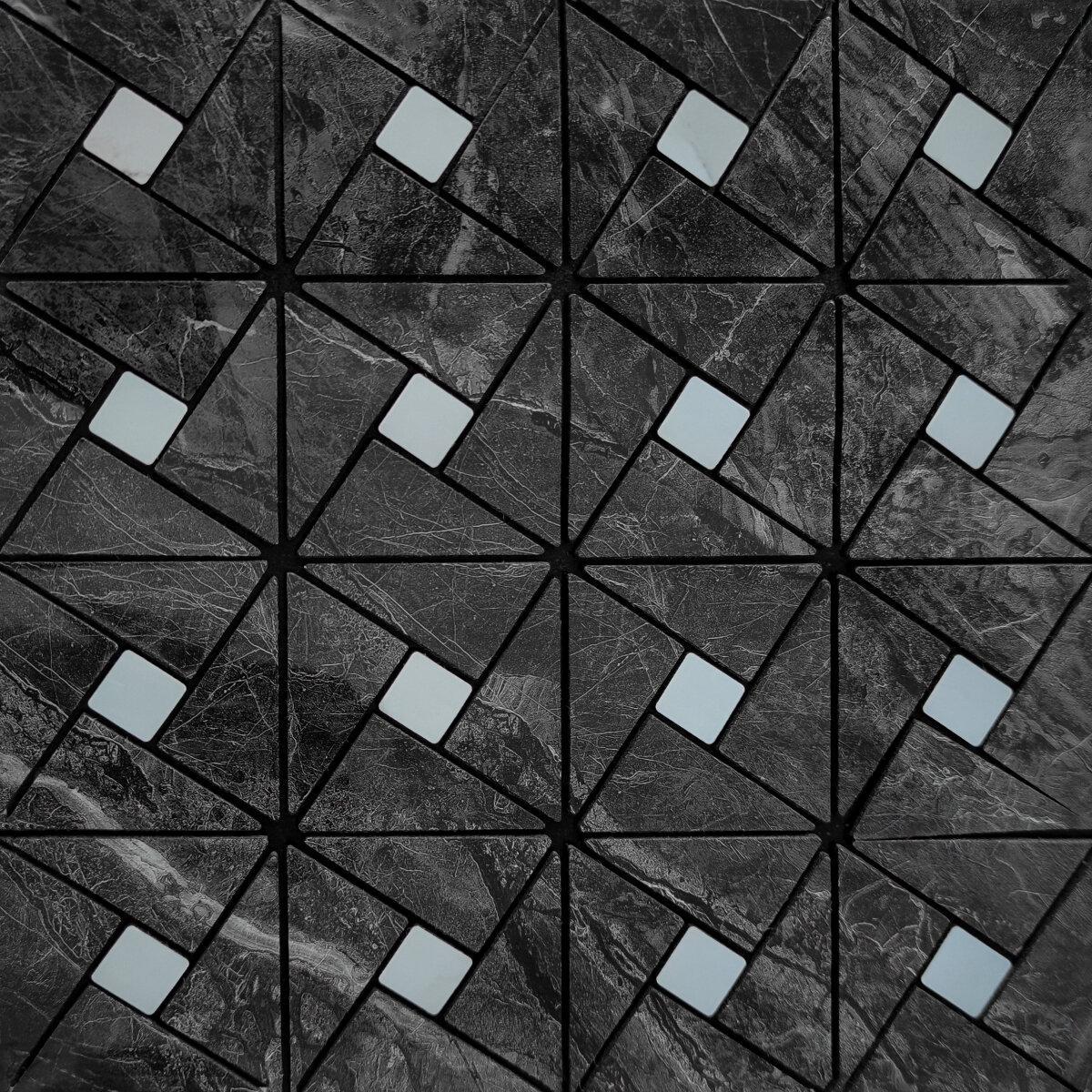 Мозаика Sticker Wall SW-00001646 PET самоклеящаяся 300х300х4 мм Антрацитовая (991943717)