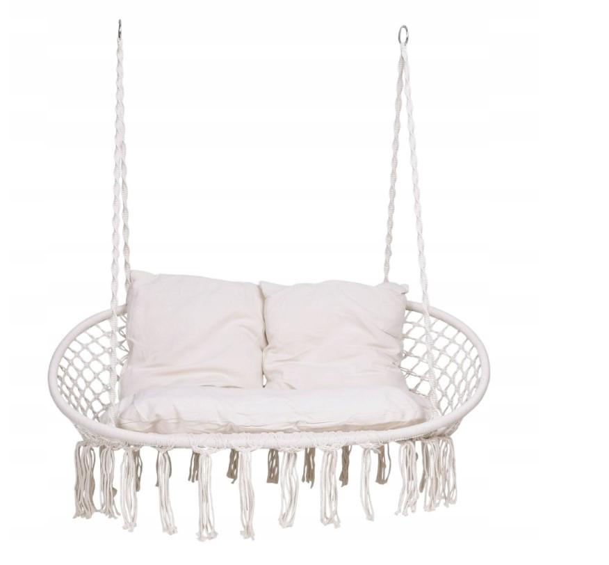Кресло подвесное двухместное с подушкой 95х60 см Бежевый