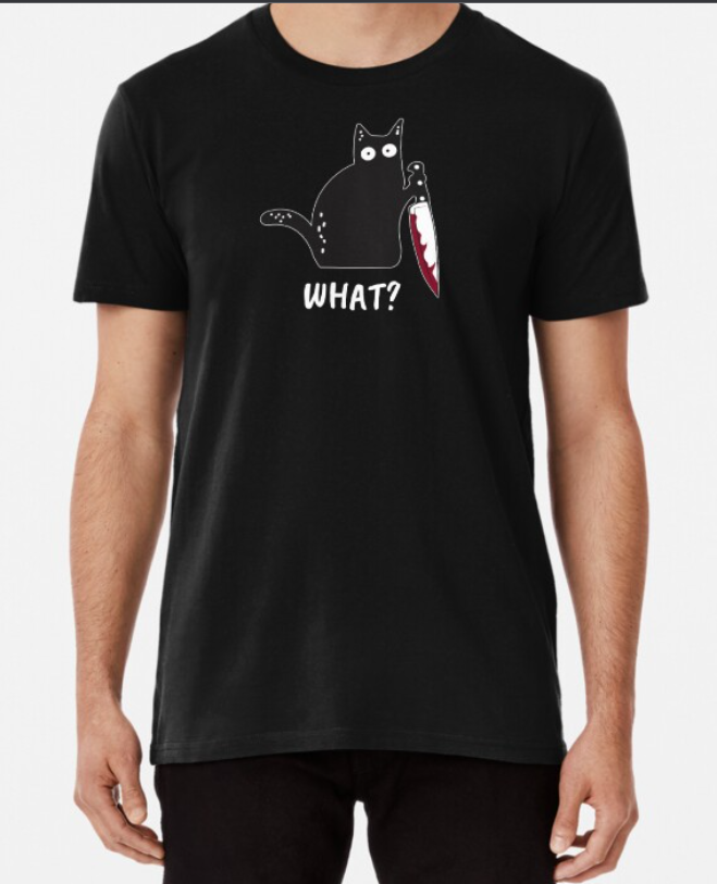 Футболка Чоловіча Stedman з принтом Кіт з ножем XXL Чорний