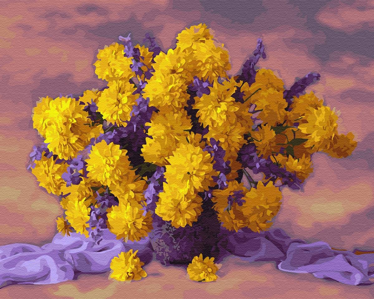 Картина по номерам Brushme GX34028 Букет желтых хризантем 40x50 см (1312096595)